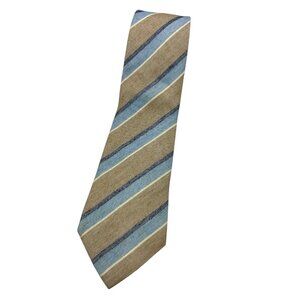 SOTHEBY Men's 100% Silk Necktie LUXURY Tie XL Beige Blue Geometric W:3.8" EUC
